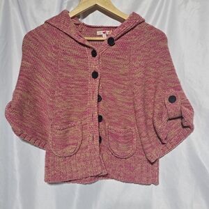 Marks & Spencer Girls Knit Hooded Cardigan Size 11-12 Yrs UK 3/4 Sleeve Buttons‎